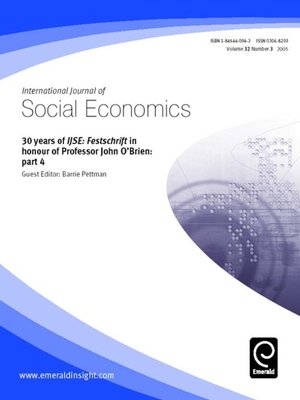cover image of International Journal of Social Economics, Volume 32, Issue 3